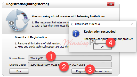 idealshare videogo 6 registration code